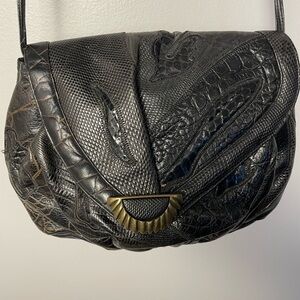 Sharif Black Reptile Skin Women's Bag